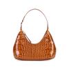 By Far Baby Amber Vintage Crocodile Pattern Embossed Leather Shoulder Bag Women shoulder bag Brown 20FWBASTNDSMA