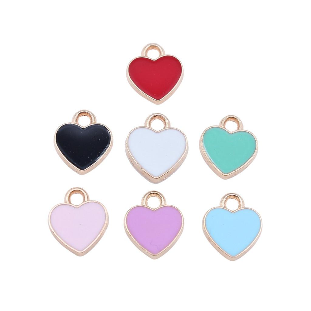 Love Heart Enamel Charms Multi Color Pendants For Romantic Jewelry Component