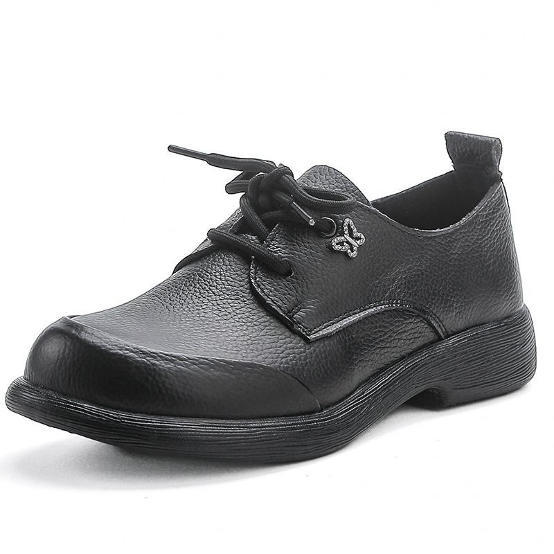 Fashion New original cow leather flats women's laced up oxford shoes woman spring luxury loafers ladies moccasins wide toe box shoes