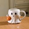 Halloween Pumpkin Ghost Mug, Funny Cute Monster Coffee Cup, Novelty Ceramic Gift Mug, Weird Witchy Drinkware