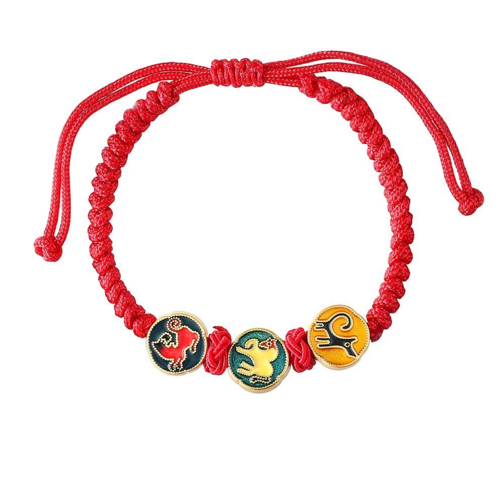 Calabash Good Lucky Bracelet Hand-woven Chinese Red Handrope Zodiac Horse Bracelet  Decoration
