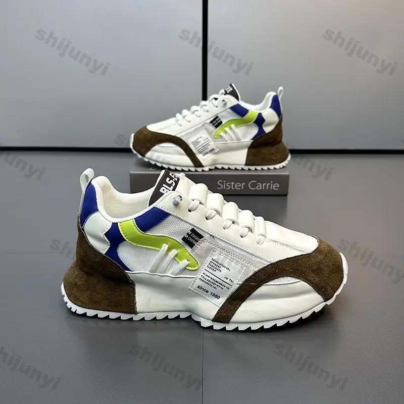 Men's Breathable Mesh Sneakers Non-Slip Wear-Resistant Work Shoes Men Autumn Casual Thick Soled Walking Shoes Zapatillas Hombre