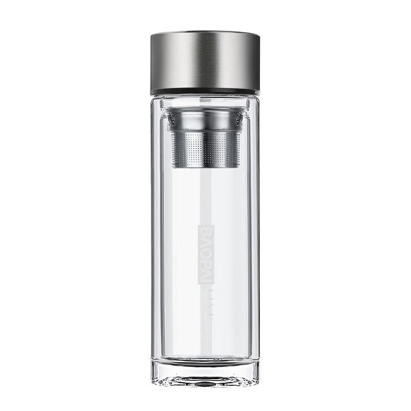 Bao Pai Double-Wall Glass Tea Tumbler with Infuser