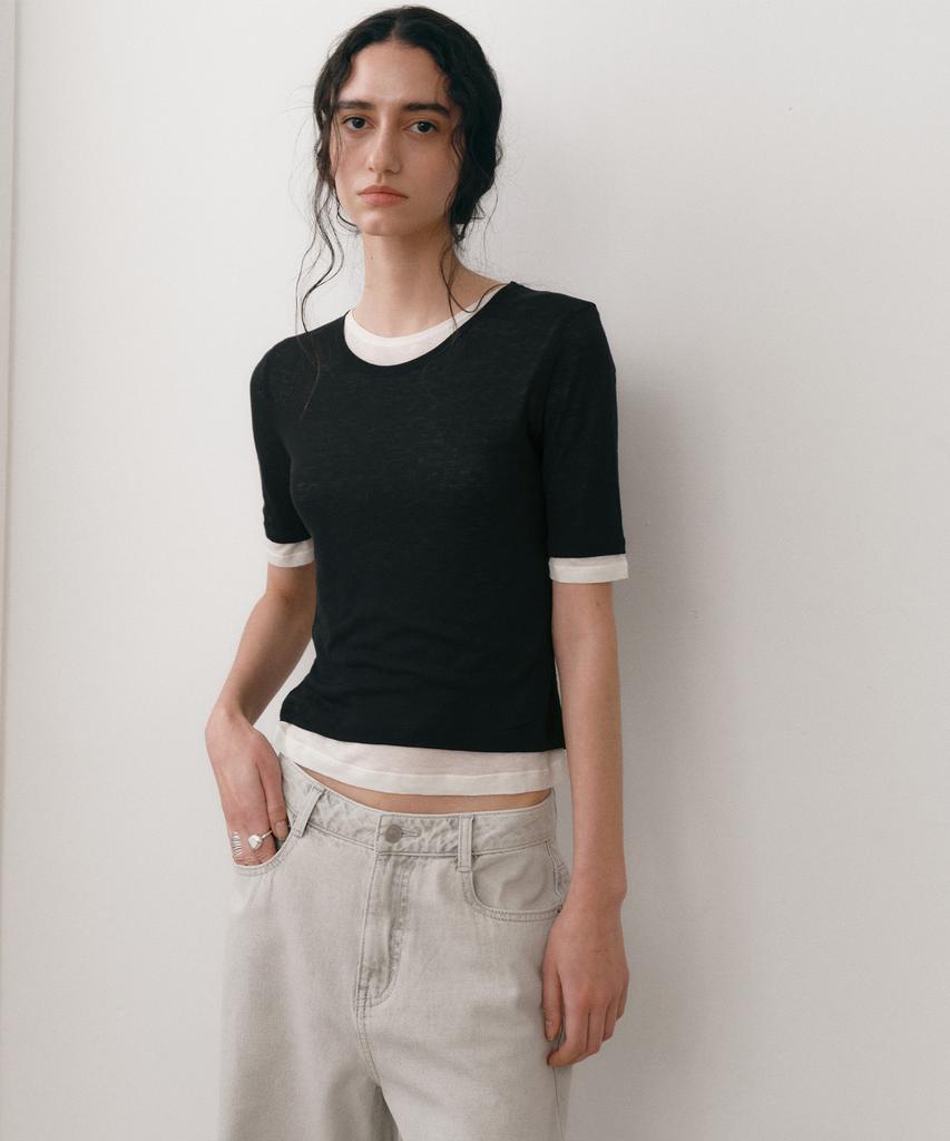 Loutaideu Layered T-Shirt [Black]
