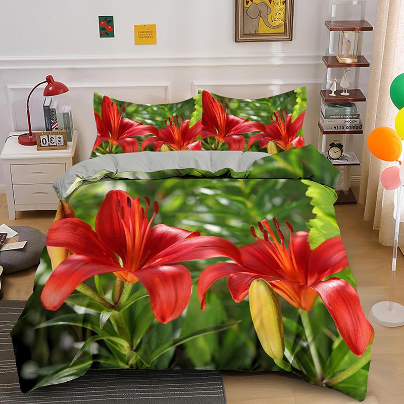 3D Flowers Bedding Set Twin Full King Queen Size Comforter Set for Kids Girl Bedroom Decoration Polyester Duvet Cover Set King