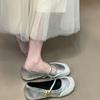 Height-increasing splicing Mary Jane shoes 2025 new round head with light mouth commuting Velcro fashion single shoes women