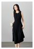 Minimalist Round Neck Sleeveless Vest Dress for 2026 Spring Fashion, Versatile and Slimming, Mid Length Dress