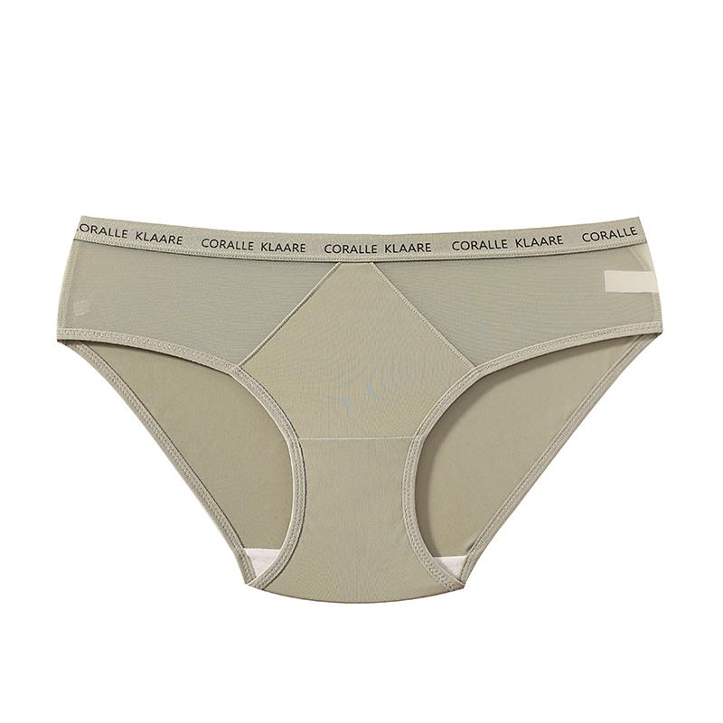 CINOON Women Sexy Low-Rise Satin Mesh Patchwork Letter Waistband Hip-Hugging Briefs Panties