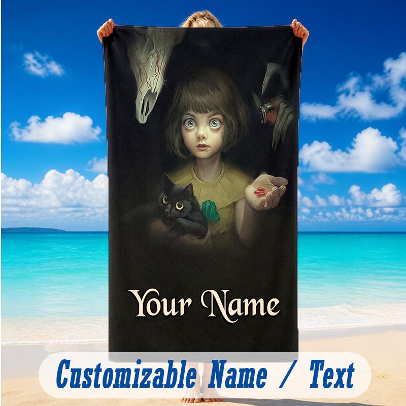 Beach Towel Custom Name Text, Quick Dry Large Towel For Beach HomeFran Bow