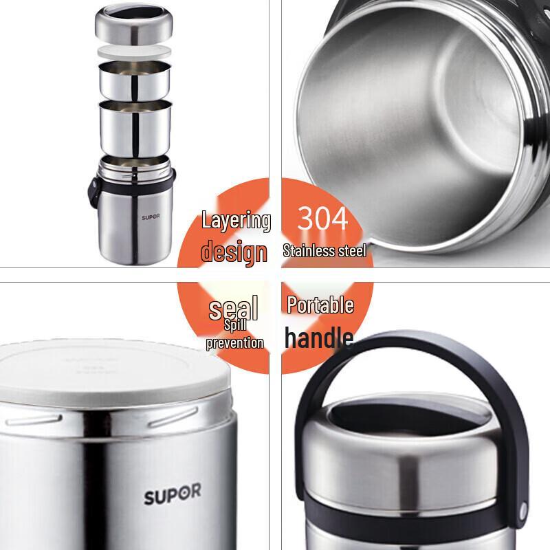 SUPOR 1,9L Isolerad Matlåda i 304 Rostfritt Stål