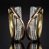 Luxurious Women's Double-row Synthetic Zircon Design Hoop Earrings Exquisite Golden Plated Daily Versatile Jewelry Gifts