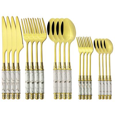 20-teiliges Keramik-Besteck-Set aus Edelstahl, Geschirr, Vintage-Messer, Gabel, Löffel, Geschirr, Küchen-Besteck-Set