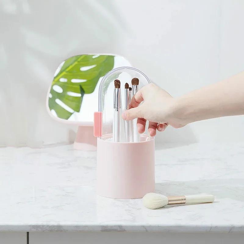 Multifunctional Makeup Brush Storage Box Transparent Dustproof Waterproof Pearl Candy Color Cosmetic Container Tools Organizer
