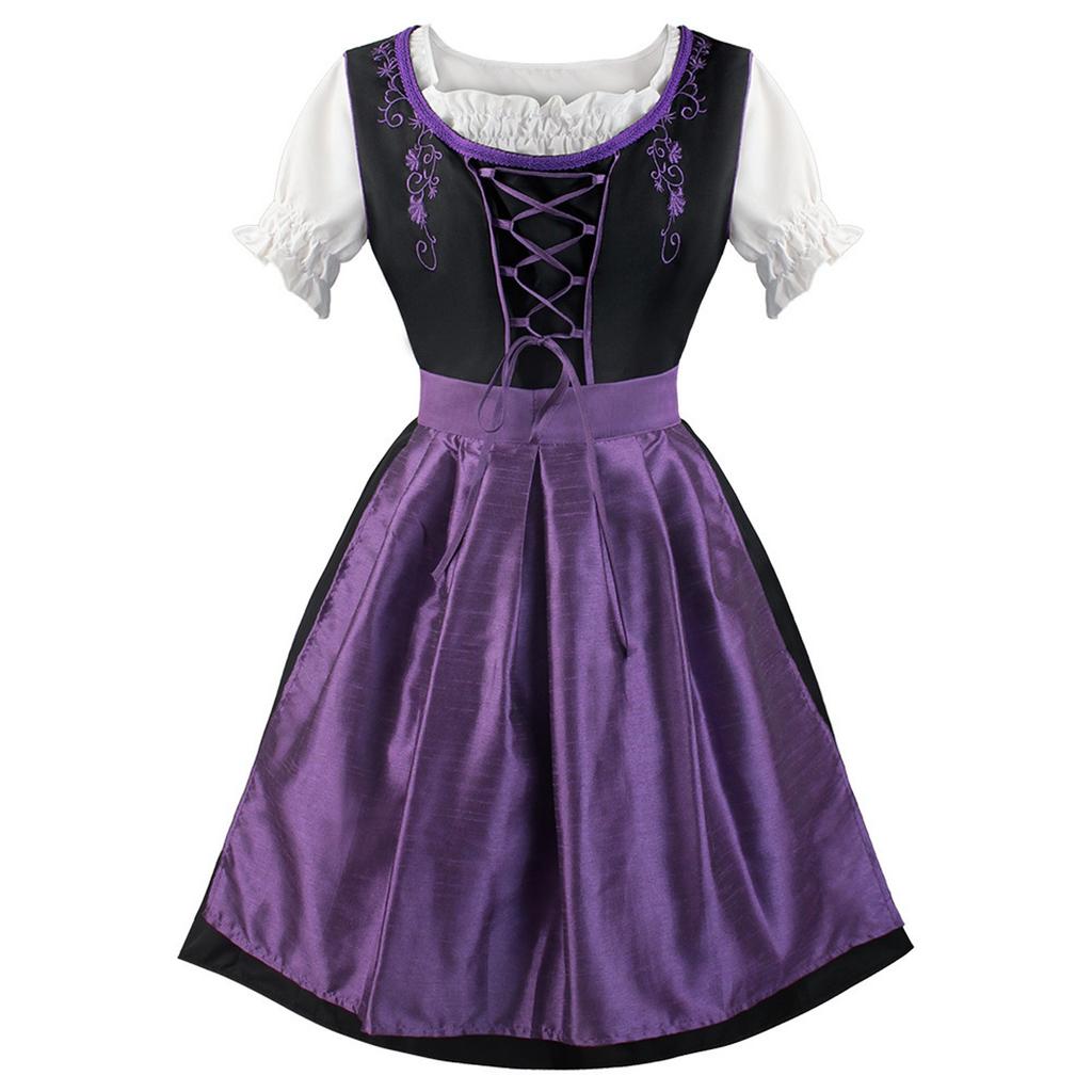Beer Festival Costume, Women's Performance Costume, Floral Print Square Neck Dress