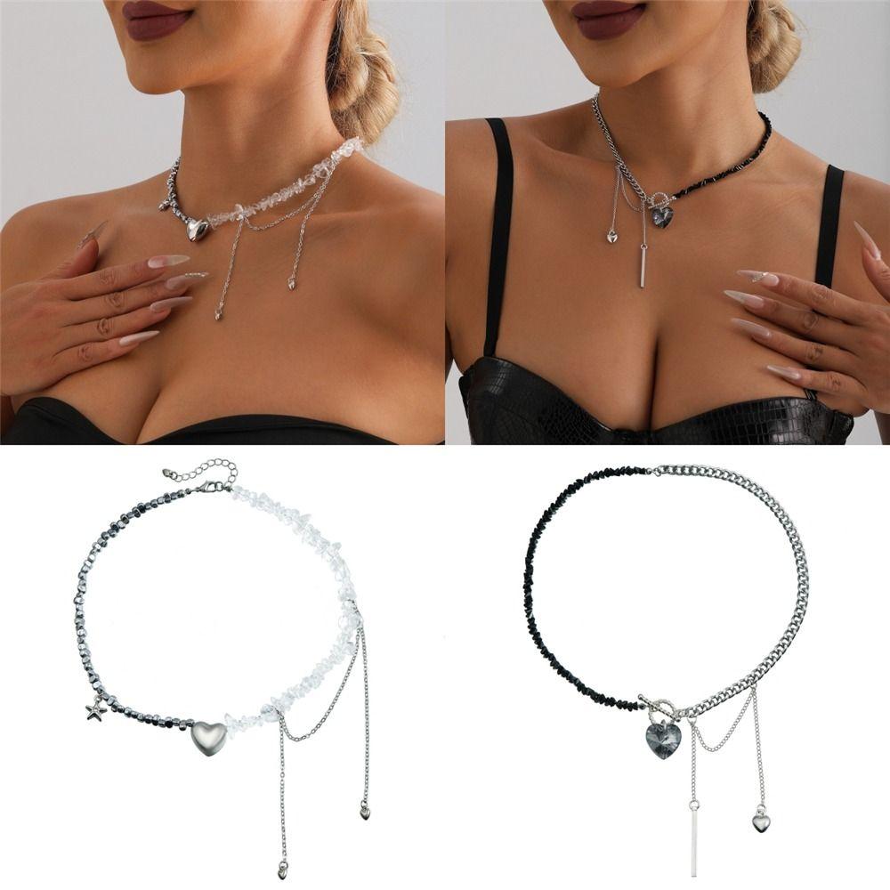 Luxury Heart Pendant Choker Irregular Jewelry Gift Trendy Starfish Tassel Necklace  for Women