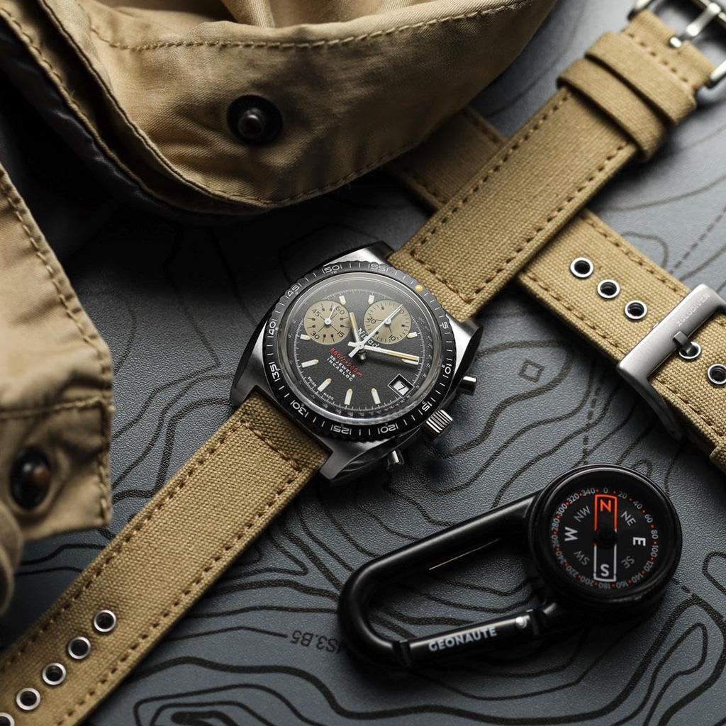 [ZULUDIVER] Zulu Diver Cloyd Canvas Watch Band 100% Cotton - Quick Release Spring Bars - Stainless Steel Buckle - Vintage Military Style - Desert Sand