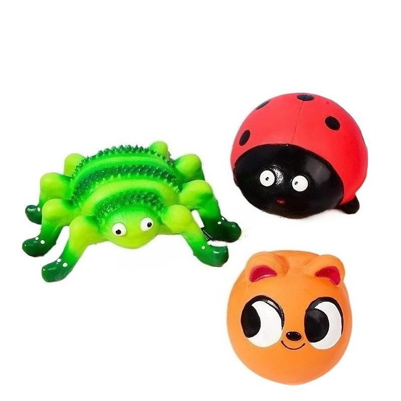 Cute Dog Toys Chewers Rubber Tough Squeaky Puppy Pet latex Toy Interactive Teeth Cleaning