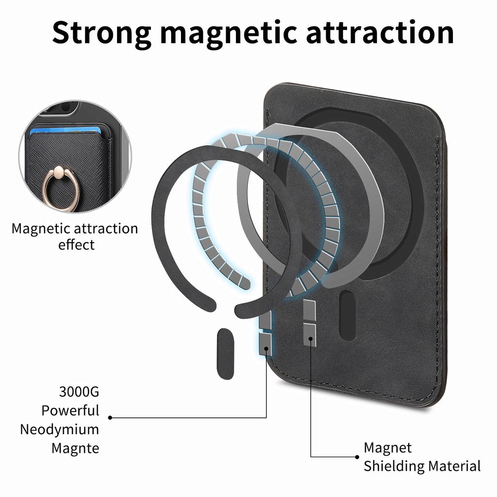 Applicable To iPhone15 Magnetic Suction Magsafe Solid Color Card Bag, Card Holder, Apple 16 Back Sticker Strong Magnetic N52 Card Bag.