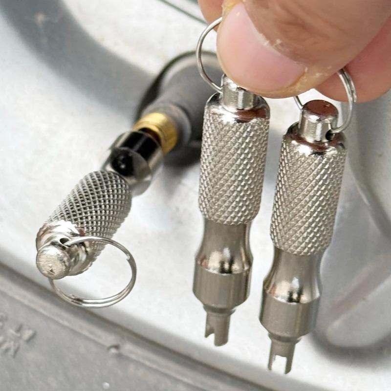 1/3PCS Universal Tire Repair Screwdriver Stainless Steel Antirust Tire Valve Wrench with Key Ring Tire Repair Tools for Car Motorcycle