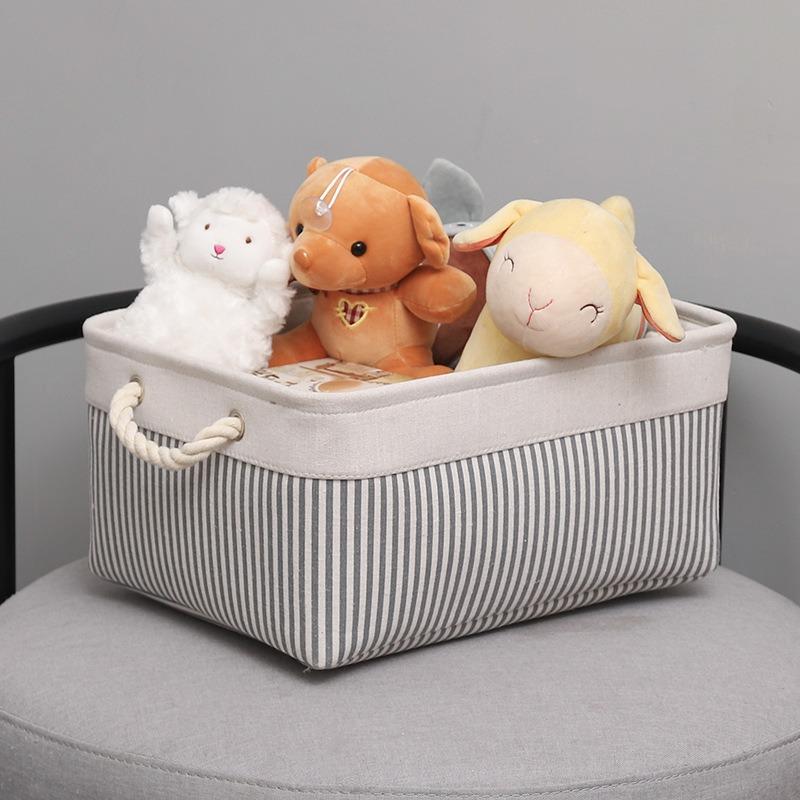 Desktop Miscellaneous Clothing Storage Rack Thick Cotton and Linen Solid Color Storage Basket Household Folding Storage Box