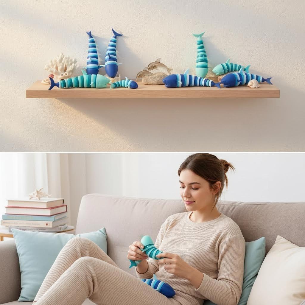 Fidget Toys Slug 3D Articulated Stretch Shark Stress Reliever For Adults Kids Anti-Anxiety Office Desk Toy Gifts