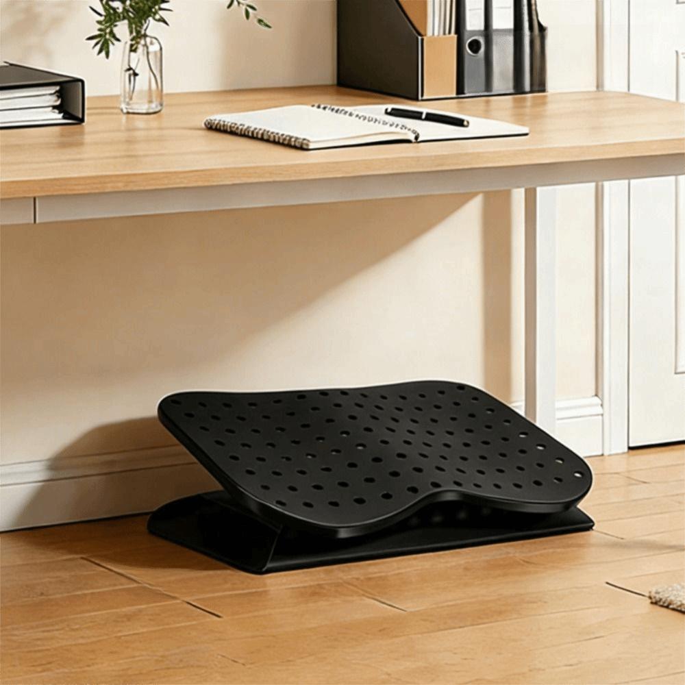 Ergonomic Under Desk Footrest Nonslip Bottom 6 Level Adjustable Footstool Large Load Bearing Hollow Out Foot Stool Bathroom