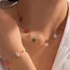 Unique Crystal Flower Bracelet/Necklace Handmade Accessories Gold Color Beads Chain Choker/Handchain for Everyday Wear