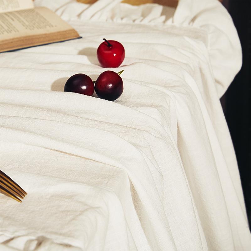 White Tablecloth Washable Vintage Ruffle Trim Table Cover For Boho Wedding Tabletop Bridal Baby Shower Birthday Party Decoration