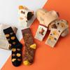 Herren Frühling und Herbst Halloween Kürbis Eichhörnchen Cartoon Mittelrohr Baumwollsocken