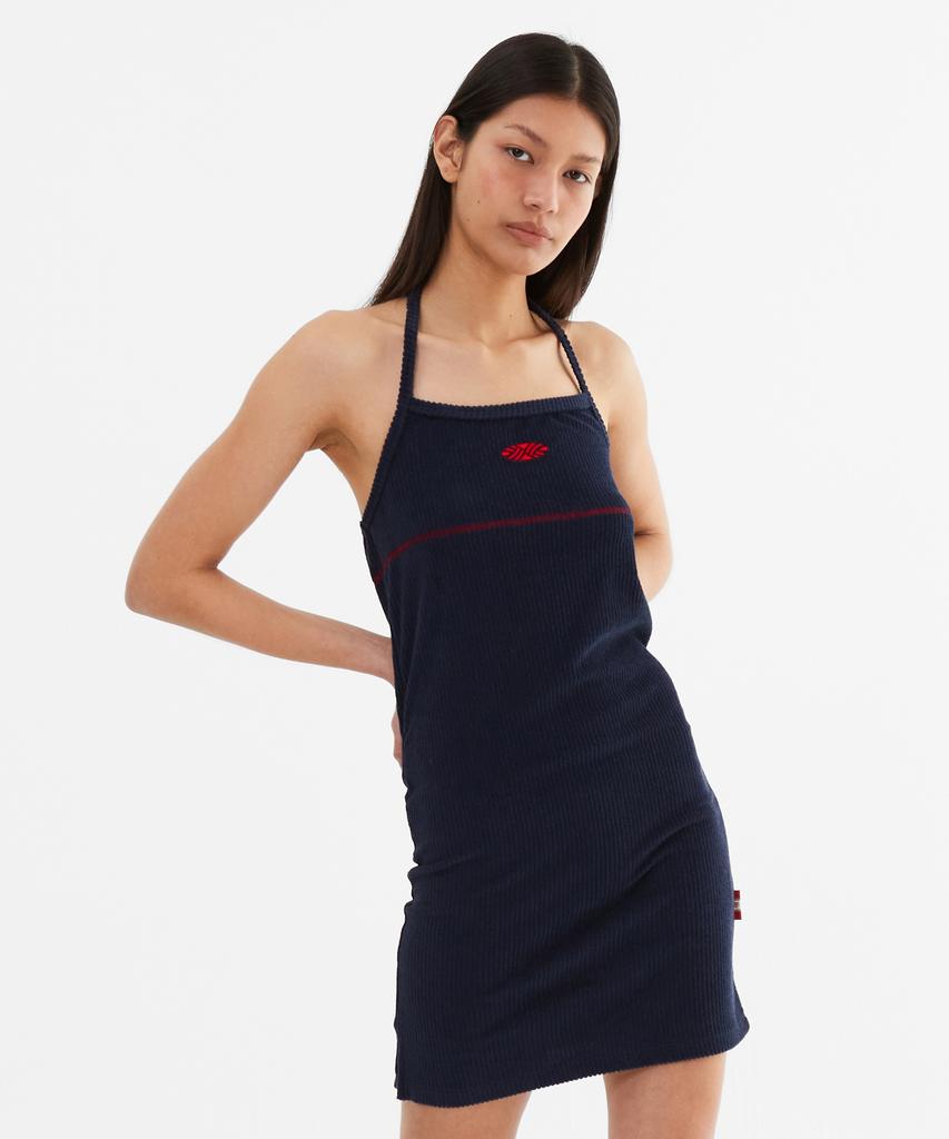 Minasu Slim Fit Halter Neck Terry Onepiece_Navy