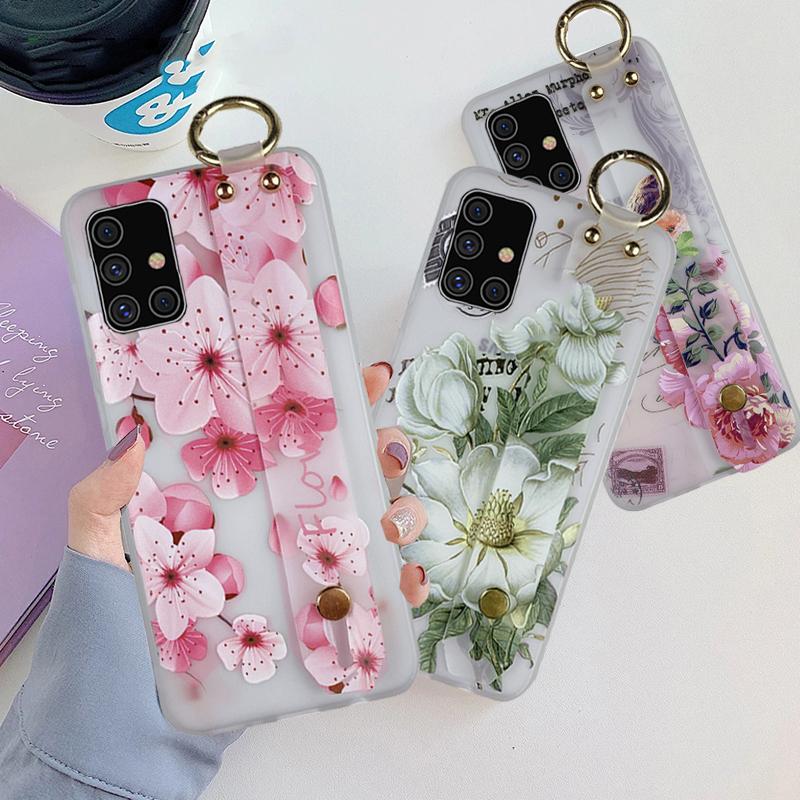 

Чехол с ремешком с цветами для Samsung Galaxy A02S A12 A32 A52 S21 S20 Redmi Note 10 9T 9S 9 Pro Huawei P Smart Honor 8X 9X 20 10i 10 Lite iPhone 11 12