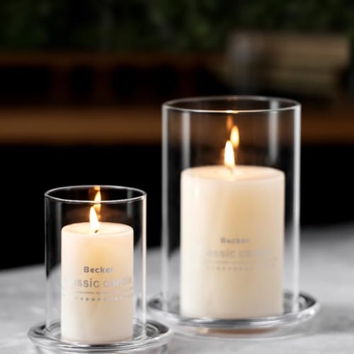 FRCOLOR 2-Piece Clear Glass Candle Holder Cover with Windproof Function for Candle Holders, Root Fixtures, and Decorative Use