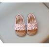Roman Style Flower Decor Beach Sandals, Soft Sole Open Toe Trendy Shoes for Girls