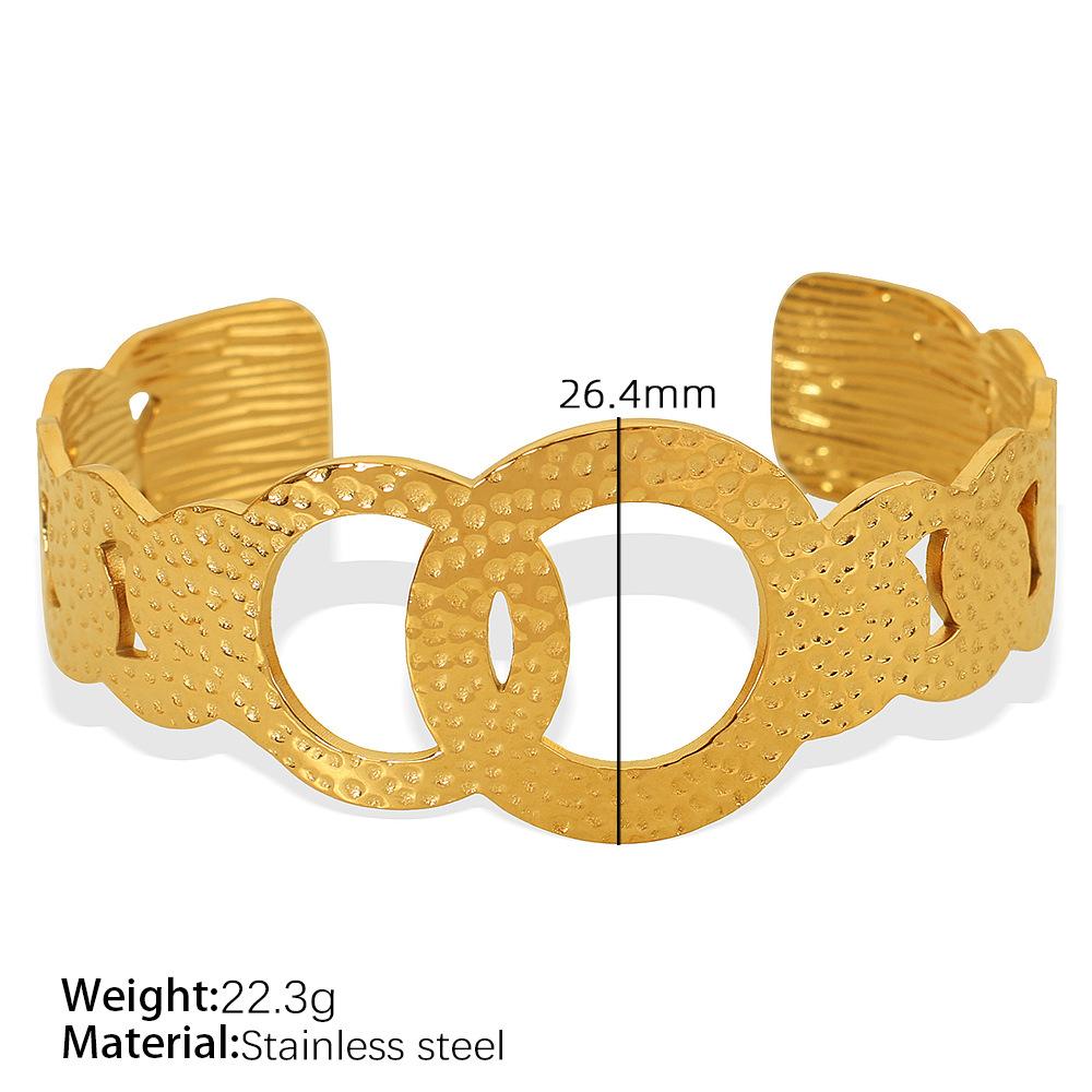 Vintage Titanium Steel Bracelet Hollow Gold Decoration