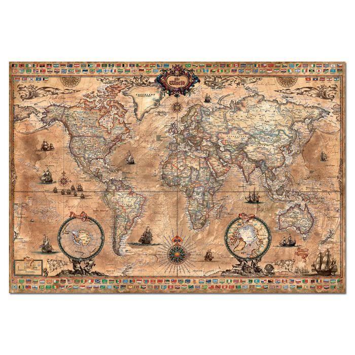 Puzzle Mappe monde, 1000 pièces, Voyage et cartes, EDUCA 15159