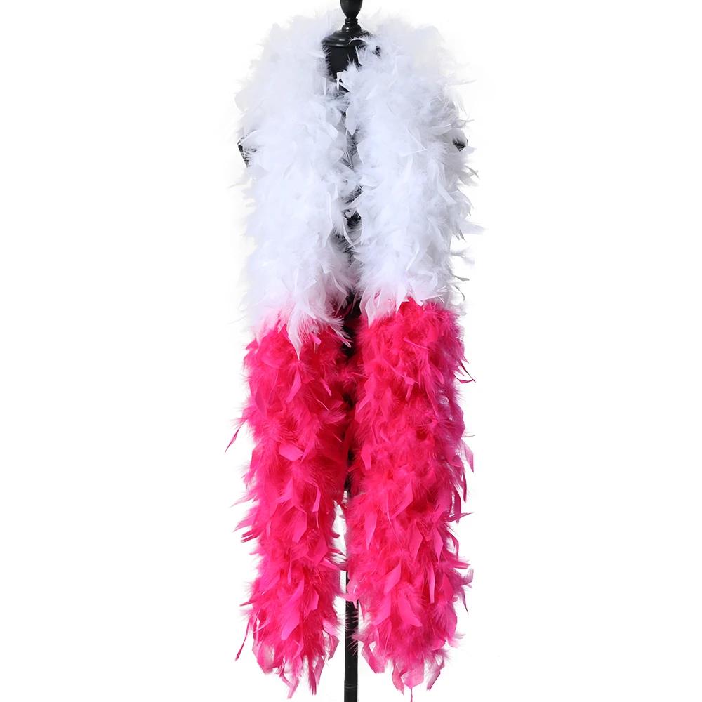 DIY 2 Yards Zweifarbige Truthahnfeder Boa Schal Schal 130g Marabutfedern für Hochzeitsfeier Kostüm Nähen Dekor Zubehör