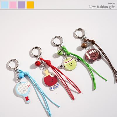 Cartoon Tennis Football Badminton Keychain For Y2k Bag Pendant Competition Activity Gifts Jewelry Decoration Accessories