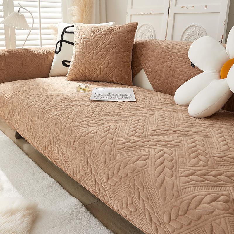 Plyšové polštáře na pohovku, Protiskluzové a proti roztřepení, Zimní zahuštěné, Moderní, Jednoduché, Lehký luxus, Špičkový potah na pohovku, Krycí látka