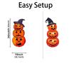 Halloween Pumpkin Stack Yard Signs with Spooky Witch Hats for Outdoor Party Decor - Set of 2 Pieces