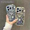 Phone case: 2D flat design suitable for iPhone 18 17 16 15 14 13 Pro cases, couple style, gray tabby cat, Christmas and Halloween gift