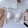 Sexy pure lace beautiful back chest wrap women's fixed cup gathering underwear without steel ring bra short suspender vest tide