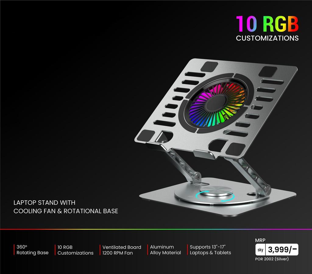 Justerbart Aluminiumstativ för Laptopkylare med RGB-belysning X16