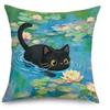 Van Gogh Style Starry Night Black Cat Pillowcase 2D Flat Printed Peach Skin Art Pillow Cover for Sofa Living Room Home Decor