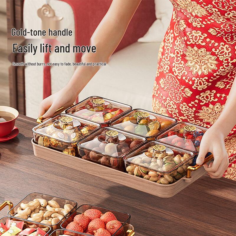 Pabei Six-Grid Dried Fruit Plate with Lid