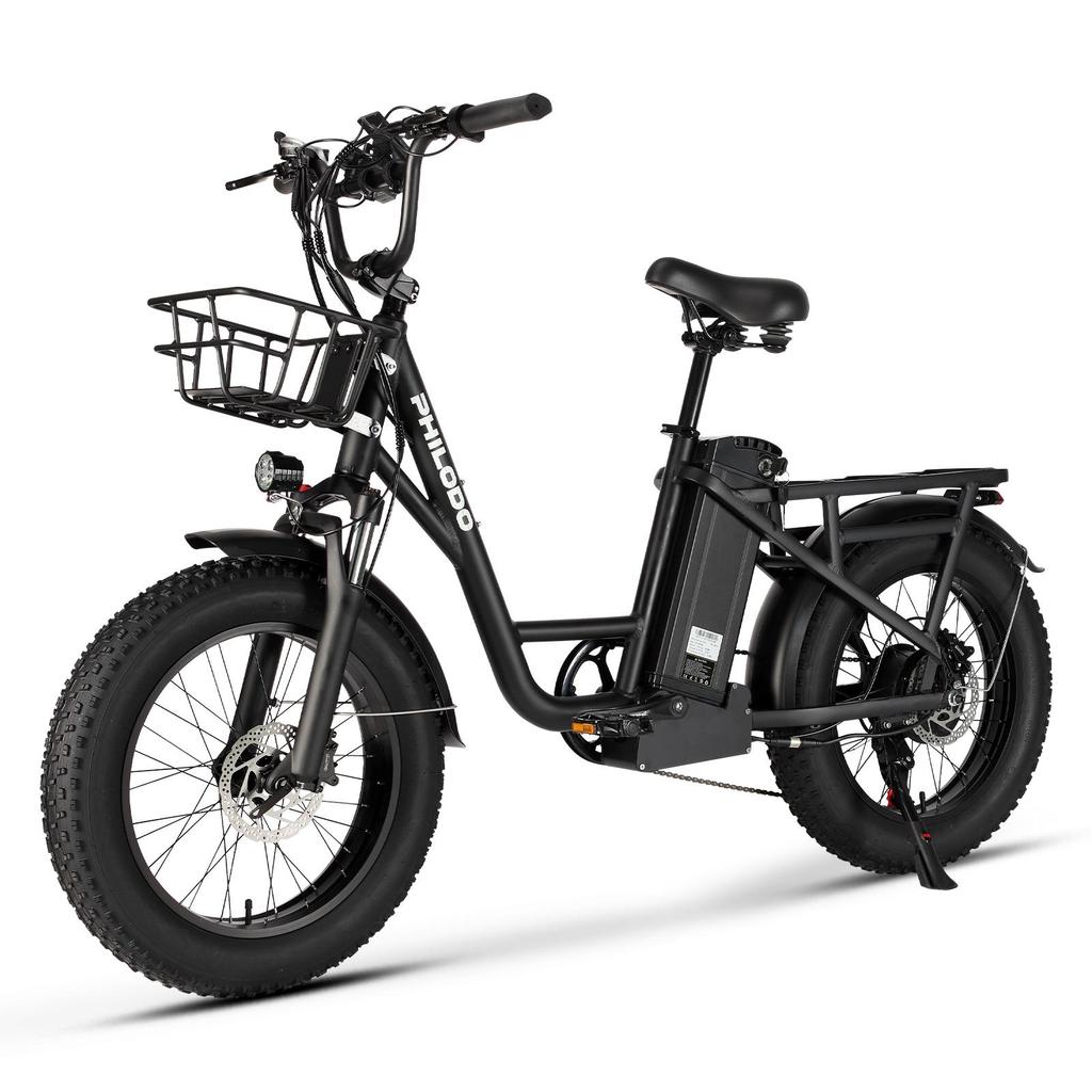 La PHILODO T1 è una bicicletta elettrica multifunzionale con una velocità massima di 25 km/h e una batteria da 48V 20Ah.