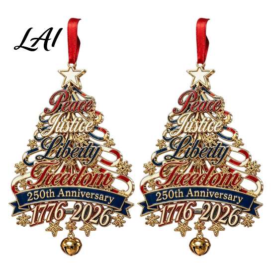 Festival Atmosphere Decor 250th Anniversary Christmas Tree Ornament USA Xmas Hanging for Indoor Outdoor Home Window Patriotic Acrylic Sign Veterans