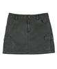 Leoninghai Vintage Washed Leather Mini Skirt [Charcoal]