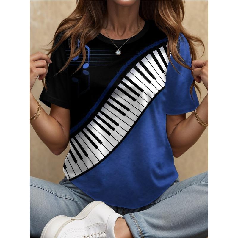 Summer Music Festival Women's T Shirt Graphic Geometric Vintage Stylish Classic Short Sleeve Crew Neck Regular Tops