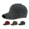 Autumn Winter Hat Unisex Wool Plaid Baseball Cap British Vintage Cap