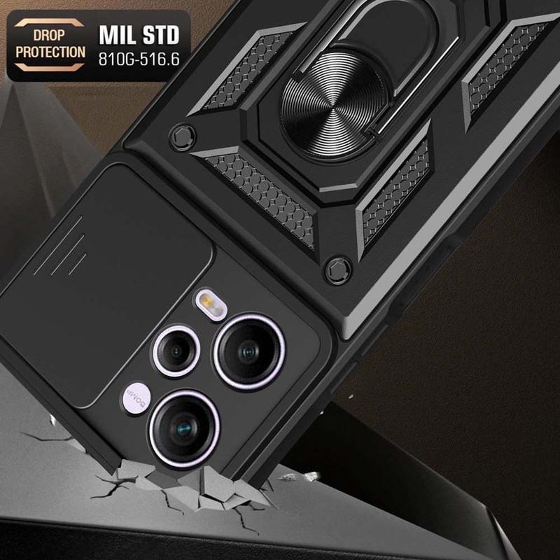 Case For Redmi Note 11 12 13 Pro +/Note 11 12 13 11s 12s 10C 12C 13C Slide Camera Protector 360 Ring Armor PC Hard Cover
